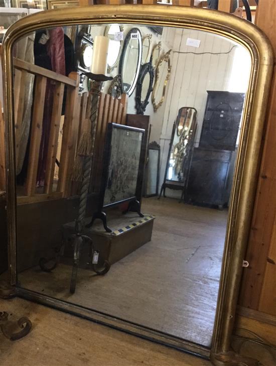 Large gilt frame overmantel mirror(-)